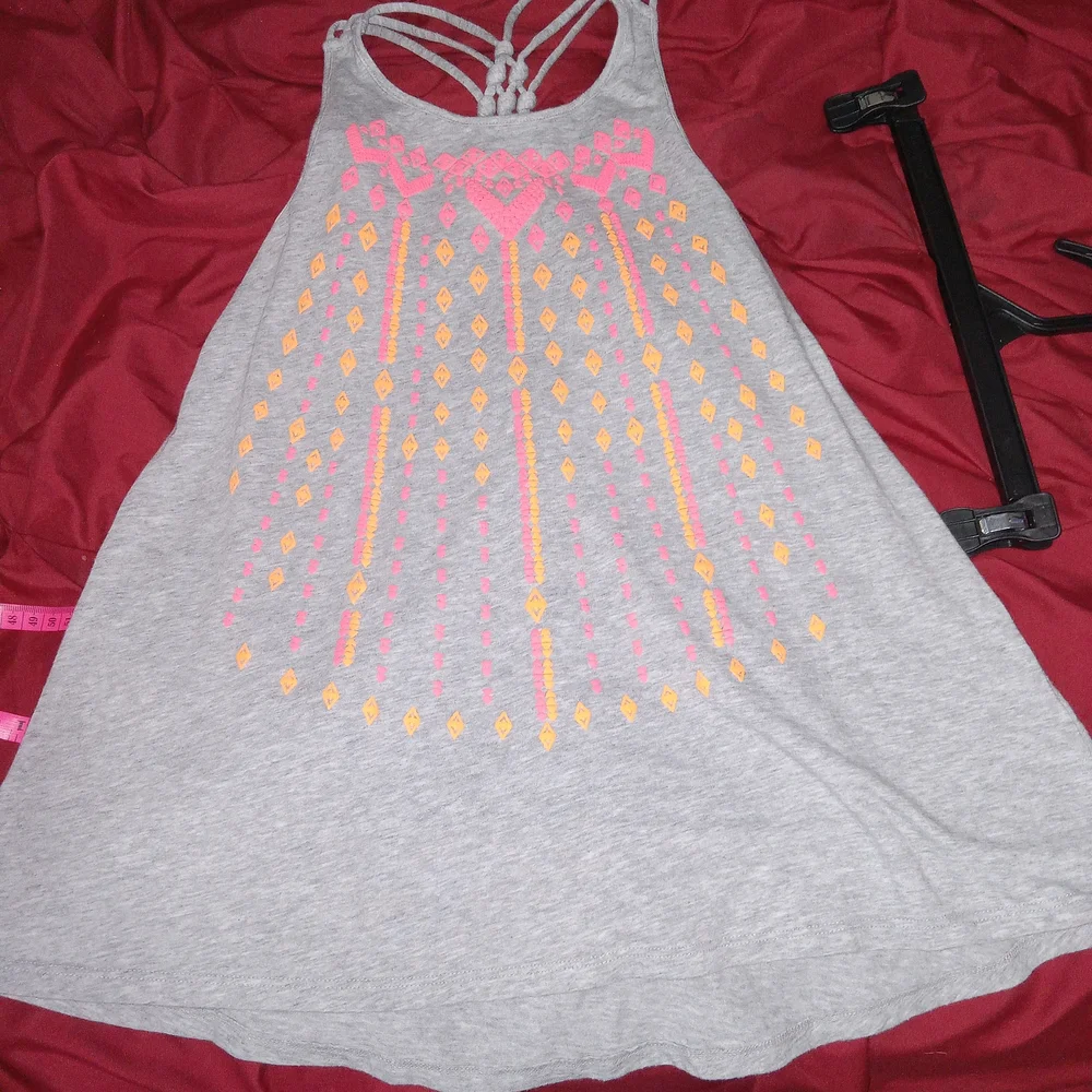 Arizona Jean Company Neon Pink Orange Boho Graphic Tank Top With Braiden Strap
